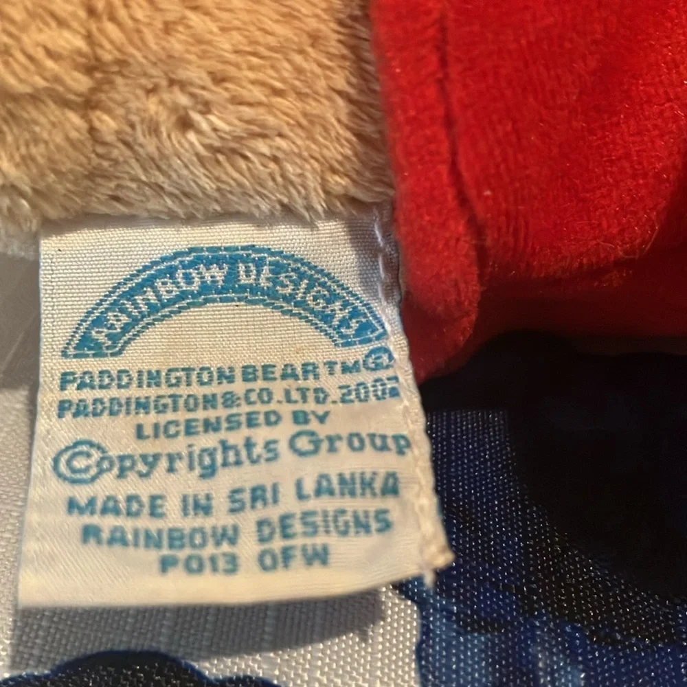 Paddington 8” Bear Darkest Peru Plush Red Coat Blue Hat Original Tag GUC